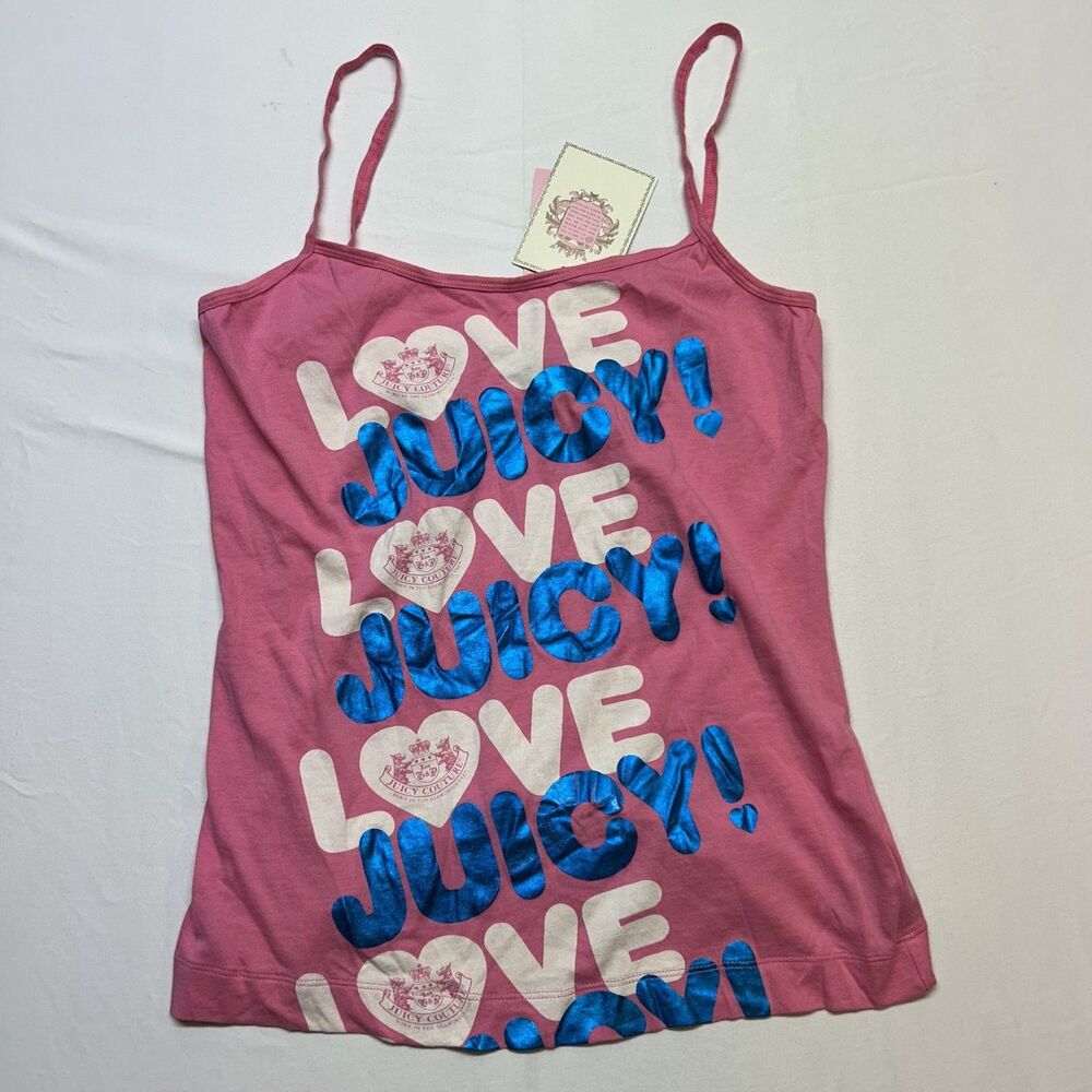 Vintage Y2K Love Juicy Couture Retro Trashy Chic Strap Cami Top Sz L